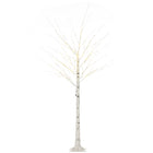 HOMCOM 6' Artificial Birch Tree with 96 Warm White LED Lights - White-Warm white LED lights decorate the birch tree with lifelike birchbark texture 