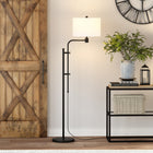 Hudson&Canal Polly Height-Adjustable Floor Lamp with Fabric Shade - Blackened Bronze/White-Clean with a soft, dry cloth and no harsh chemicals or abrasive cleaning materials