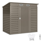 Outsunny Metal Garden Storage Shed with 2 Vents - 6' x 4' - Light Grey-Seven support columns with crossbeams and foundation kit for enhanced stability 