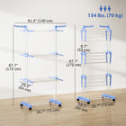 HOMCOM 4-Tier Steel Foldable Clothes Drying Rack with 4 Castors - Blue-Use it indoors and outdoors, such as in the bedroom, balcony, and patio 