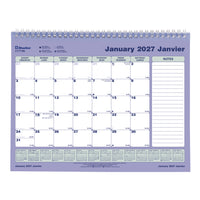 Blueline 2027 Monthly Wall Calendar - 11" x 8-1/2" - Bilingual-12 Months, January to December