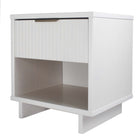 Manhattan Comfort Granville 18.11" Modern 1-Drawer Nightstand 2-Piece Set - White-Open Contemporary Mop Base Side Legs. Adding Seamless Fashion Design and Durability