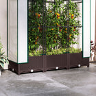 Outsunny Raised Garden Bed with Trellis - 47" x 16" x 50" - Brown-Drainage holes and plugs prevent water accumulation
