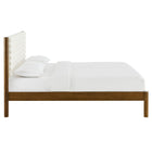 Modway Olea Channel Tufted Boucle Solid Wood Full Platform Bed - Feather Walnut-Sturdy Wood Slats