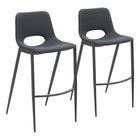 Zuo Desi Armless Barstool - Black - Set of 2-Stackable for space saving storage