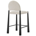 Modway Hayley Upholstered Fabric Counter Stool - Black Cream-Adjustable Non-Marking Floor Glides