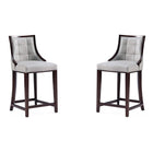 Manhattan Comfort - Fifth Avenue tabouret de comptoir traditionnel de 19 po en similicuir rembourré - gris clair - paquet de 2-Tabouret de comptoir traditionnel avec dossier parfait pour une utilisation au bar et dans la cuisine. Ensemble de 2