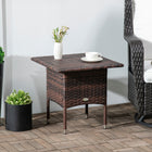 Outsunny - Table basse de patio en osier 20 po avec panneau en plastique sous le plateau tressé, brun mélangé-Le cadre en métal de cette table assure une grande longévité pour un usage quotidien  