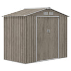 Outsunny Garden Storage Shed with Foundation Kit and Double Doors - 7' x 4' - Distressed Light Brown-Ample storage space for garden tools, lawn care equipment, supplies and more 