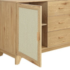 Manhattan Comfort Sheridan 59.05" Mid-Century Modern Sideboard Cabinet - Nature-Solid Wood Vertical Handle with Painted Finish