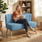 HOMCOM 46" Loveseat Sofa with Wood Legs - Blue-Can be placed anywhere, from living room, bedroom to home office .