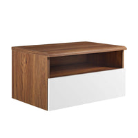 Modway Envision Wall Mount Nightstand - Walnut White-Wall-Mount Nightstand