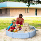 Outsunny Kids Outdoor Sandbox with Cover - Light Blue-Made of robust HDPE, it will not crack and fade after long-term use 