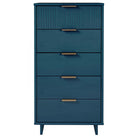Manhattan Comfort Granville 23.62" Modern Tall Narrow Dresser - Midnight Blue-Modern- Contemporary with a taste of Glam -Tall and Narrow Dresser for Bedroom Use.