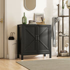 HOMCOM 31.5" L Farmhouse Kitchen Storage Cabinet - Black-Solid particle board construction, metal hinges, and an anti-tip kit for enhanced stability
