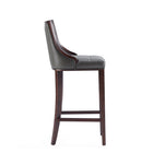 Manhattan Comfort Fifth Avenue 19" Traditional Faux Leather Upholstered Bar Stool - Pebble Grey - 2 Pack-Seat Height: 31.5"