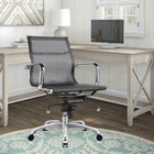 Plata Import - Martha Chaise de bureau à dossier bas en maille avec cadre en métal à hauteur réglable, Noir-Construction de cadre en aluminium