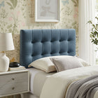 Modway Lily Stain-Resistant Performance Velvet Twin Size Headboard - Cadet Blue-Biscuit Tufted Design