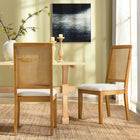 Modway - Arlo Faux rotin et bois Fauteuils d’accompagnement à manger Ensemble de 2 - Tissage naturel naturel en bruyère beige clair-Rotin de faux canne