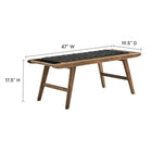 Modway Saoirse 47" Wove Rope Wood Bench - Walnut/Black-Basket Weave Design