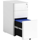 Vinsetto - Caisson à dossiers en acier à 3 tiroirs pour format lettre/A4 verrouillable - blanc-Le design compact s'adapte sous les bureaux pour un rangement peu encombrant 
