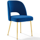Modway Rouse Dining Room Side Chair - Navy - 2 Pack-Gold Stainless Steel Legs