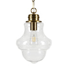 Hudson&Canal - Suspension Annie de 23,1 cm de large avec abat-jour en verre - Laiton/Transparent-Associé à un abat-jour en verre transparent en forme de cloche/globe