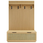 Modway - Soma Cannelé Arbre de salle 3-en-1 avec banc de rangement et porte-manteaux in Chêne clair-8