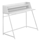 Monarch Specialties 7545 48" Computer Desk - White/White Metal-Computer desk in a white finish featuring a small hutch with 1 long shelf