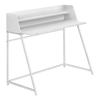 Monarch Specialties 7545 48" Computer Desk - White/White Metal-Computer desk in a white finish featuring a small hutch with 1 long shelf