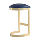 Manhattan Comfort Aura 16.54" Modern Faux Leather Upholstered Bar Stool- Blue and Polished Brass - 2 Pack-Delivered to you Fully Assembled! No Assembly Required