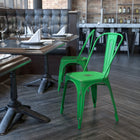 Flash Furniture – Chaise empilable en métal vieilli pour l’intérieur, vert (ET3534GN)-Finition vieillie enduite de poudre verte