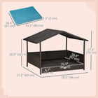 PawHut - Niche pour chien en osier avec coussin amovible lounge bleu-Fabriquée en acier avec du rotin PE résistant aux intempéries et un toit supérieur, résistante aux UV et à l'eau, adaptée à tous les types de temps 