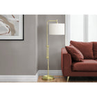 Monarch Specialties - Luminaire - 63 po H Lampadaire - Métal En Laiton - Abat-Jour Ivoire / Crème - Contemporain-Utilisant jusqu'à une ampoule de 100W (non incluse), illuminez votre espace de vie grâce à l'interrupteur à pied pratique, discrètement attaché à un cordon transparent de 6 pieds