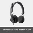 Logitech Zone 750 Wired On-Ear Headset with Advanced Noise-Canceling Microphone-Multiple connections   Simple USB-C and included USB-A adapter1 ensure plug-and-play compatibility for all your devices