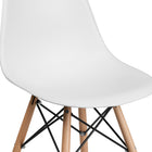 Flash Furniture Elon Series Plastic Chair with Wooden Legs - White-Wooden Legs with Metal Bracing