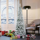 HOMCOM - Sapin de Noël fin artificiel de 6 pi avec base en acier et neige-Les extrémités sont peintes en blanc pour les faire ressembler à de la neige et créer une atmosphère hivernale sans avoir à nettoyer un tas de dégâts  
