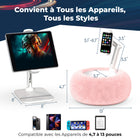 ShoppingAll - Support Coussin 2-en-1 pour Tablette 4.7”-13” Téléphone/Tablette/Liseuse - Rose-Polyvalent et portable - Ce support pour tablette est parfait à tout moment et en tout lieu—que ce soit au lit, sur le canapé, dans la voiture ou au bureau. Idéal pour regarder la télé, travailler, étudier, faire de l’exercice ou lire sans les mains.