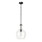 Hudson&Canal Verona 11" Wide Pendant with Glass Shade - Blackened Bronze/Clear-Mid-century modern design for your entryway, foyer, or kitchen