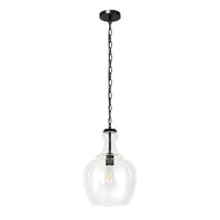 Hudson&Canal Verona 11" Wide Pendant with Glass Shade - Blackened Bronze/Clear-Mid-century modern design for your entryway, foyer, or kitchen