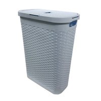 Modern Homes Slim Rattan Style Laundry Hamper - 40L - Sky Blue-Compact 40L slim profile makes it ideal for bathrooms, bedrooms, and tight laundry areas.