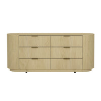Manhattan Comfort Olivia 71.3" Modern Double Dresser - Natural Oak/Gold-Modern Double Dresser for Bedroom and Living Room Use.