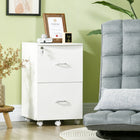 Vinsetto 2-Drawer Mobile Letter/A4 Filing Cabinet with Locking Wheels - White-Large drawer with adjustable hanging bars to hold A4 or Letter sized files
