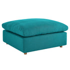 Modway Commix Down Filled Overstuffed Ottoman - Teal-Down Feather and Cotton Cushions