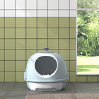 PawHut Enclosed Cat Litter Box with Lid, Scoop, Front Door and Skylight - Blue-Dome shape with side-attached scoop to keep litter inside 