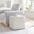 Modway - Callum Tissu carré tissé en bruyère de 17" Rembourré Ottoman - Ivoire à tissage de bruyère-Glissements au pied sans marquer