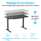 ShoppingAll - Bureau debout électrique réglable en hauteur avec tiroir en verre - Noir-Rangement Optimisé: Le tiroir spacieux de 25.4″ x 12.4″ est divisé en deux zones pour organiser vos fournitures de bureau et accessoires. Créez un espace de travail dégagé qui vous permet de vous concentrer sur vos tâches et projets essentiels.