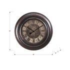 Monarch Specialties Clocks 30" Round Oversized Wall Clock - Brown -Accurate timekeeping with quartz movement, featuring a glass surface, thick plastic frame and a non-ticking mechanism for a quiet environment