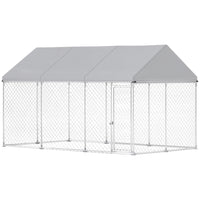 PawHut - Chenil pour chien d’extérieur avec toit, clôture en acier - 13,1 pi x 7,5 pi x 7,8 pi-Conception de tube télescopique à installation rapide 