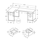 Monarch Specialties - 7257 Bureau 80 po - Gris Cote Droit Ou Gauche-La configuration réversible permet d'installer le côté du bureau avec rangement à gauche ou à droite.